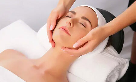 Woman undergoing medifacial treatment
