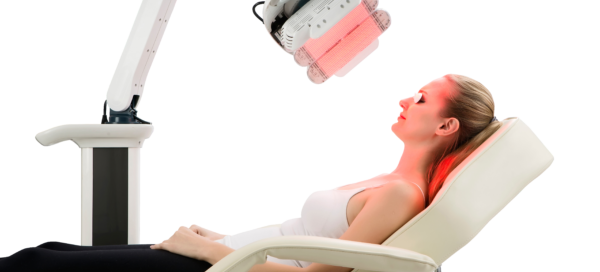 Woman undergoing LED light therapy