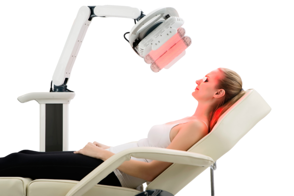 Woman undergoing LED light therapy