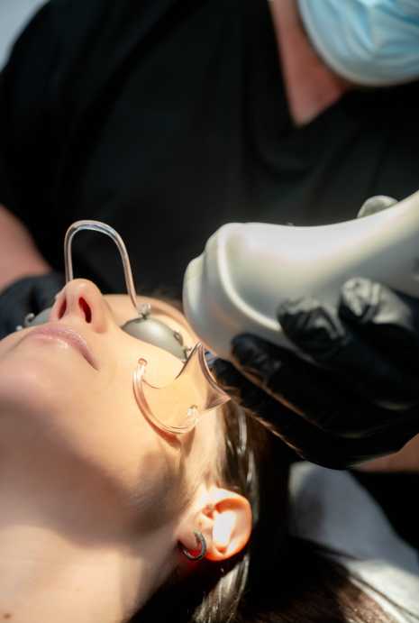 Woman undergoing advance therapy treatment