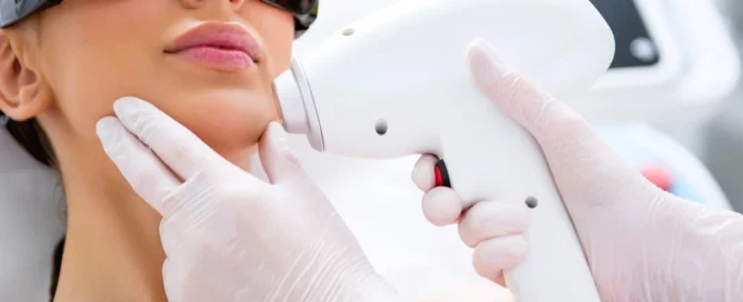 Woman undergoing laser hair removal